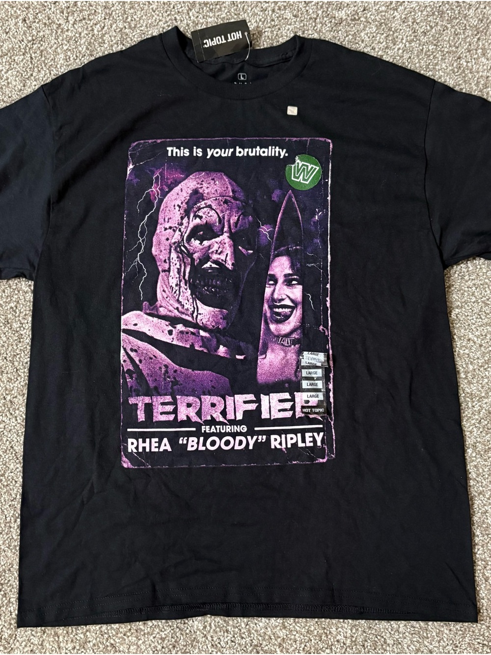 WWE Rhea Ripley X Terrfier Knife T-Shirt Black Size L
